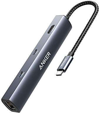 Anker PowerExpand 6-in-1 USB C Ethernet Adapter, 4K HDMI, 1Gbps | PD-Ethernet-Hub, 65W Power Delivery, USB C Daten, 2 USB 3.0 Ports, kompatibel mit MacBook Pro, MacBook Air, iPad Pro und XPS