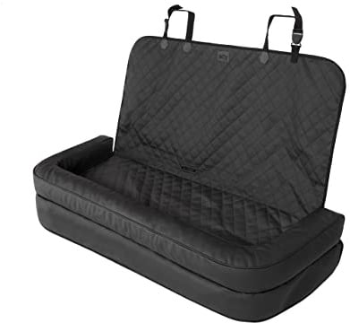 DOGGY Hundeautositz, Hundebox, Hundebett, Transportboxen, Rückbank, Hundedecke, Hundekörbchen, Katzenbett, für kleine Hunde, 135 x 45 cm, Schwarz Skaj
