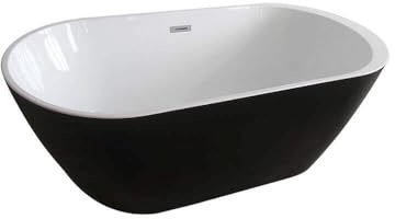 Home Deluxe - freistehende Badewanne - Design Badewanne freistehend Codo Schwarz - Maße: ca. 170 x 80 x 58 cm - Füllmenge: 204 Liter - Inkl. komplettem Zubehör