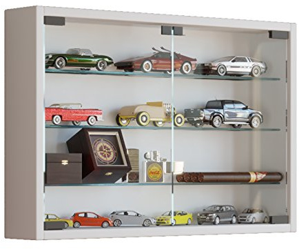VCM 912945 Vitrine Wandvitrine Sammlervitrine Wandregal Hängeregal Hängevitrine Schaukasten Holz Weiß 40x60x10 cm Mandosa M