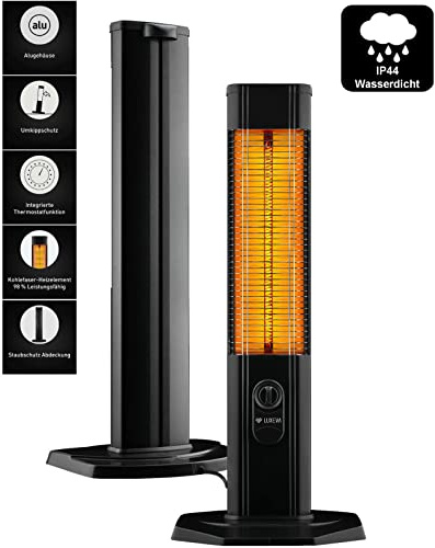 LXV2000 Carbon Infrarot Heizstrahler Terrassenheizer | IP44, Für Innen & Außen, Thermostat, Abdeckung, Aluminiumgehäuse, Kippschutz