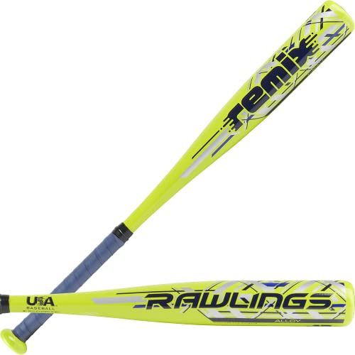 Rawlings Kinder Remix T-Ball Schläger | USA Baseball & Softball | -12 Drop | 5,4 cm Schaft | 1 Stück Aluminium Youth Tballschläger-Serie, 61 cm, Neongrün, grün, Einheitsgröße