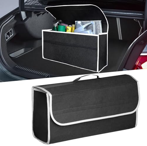 HIAHXC Kofferraum-Organizer-Tasche, Faltbare Kofferraum-Organizer-Aufbewahrung, rutschfeste Filz-Kofferraum-Tidy Tasche für Aufbewahrung von Auto-Werkzeugen & Innen-Deklutter - Geeignet für alle