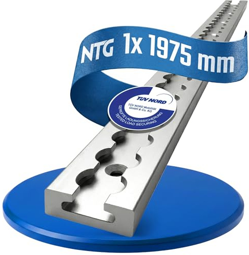 NTG Aluminium Airlineschienen eckige Form - 2 Meter - eckige Airlineschiene zur Ladungssicherung für LKWs und Wohnmobile - Gebohrt & Eloxiert- Zurrleiste