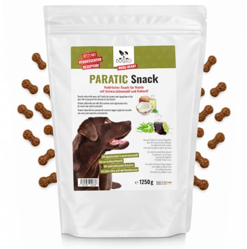DOGS-HEART PARATIC Hundesnacks mit Schwarzkümmelöl & Kokosöl - 1250 g | Natürliche Hundesnacks für Haut & Fell – tägliche Routine, einfach dosiert, besonders praktisch in der Outdoor-Saison