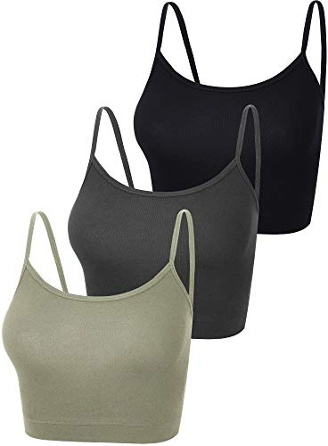 Boao 3-teiliges bauchfreies Camisole Top mit Spaghettiträgern, ärmelloses bauchfreies Tanktop für Damen