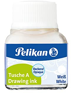 Pelikan Zeichentusche Tusche A 523, 10 ml Glas, 18 Weiss, für Feder & Pinsel
