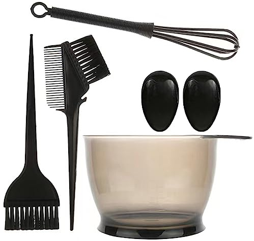 Amotorfly Haarfärbepinsel Haare Faerben Set, 5 Stück Färbepinsel Haare Färben Zubehör, Doppelseitige Bürste, Färbeschale, Färbebürste, Ohrabdeckung für Friseursalon und Zuhause