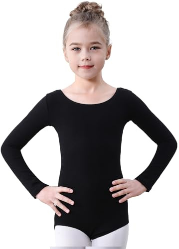 Soudittur Ballettanzug Mädchen Langarm, Kinder Ballett Trikot Baumwolle Ballett Body TanzBody Gymnastikanzug Turnanzug für Damen Größe 110-170