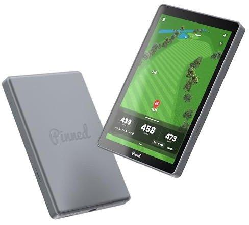 Pinned Golf The Caddie Tragbares Golf-GPS-Gerät, Sonnenlicht-lesbarer 8-Zoll-Bildschirm, 45.000+ Golfplätze, wasserdicht, Touchscreen-Golf-GPS-Handgerät mit fortschrittlicher Analyse, Keine Gebühren