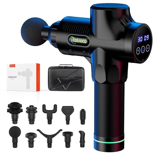 Cotsoco Massagepistole Massage Gun,Massage Pistole für Rücken Nacken und Schulter, leises elektrisches Massagegerät mit 30 Geschwindigkeiten und 6 Köpfen, Muskel massagegerät für Schmerzlinderung