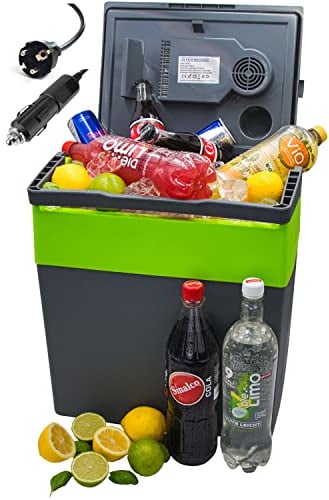 30 Liter 2in1 Kühlbox | Elektrische Kühlbox | Kühltasche | Isoliertasche | Thermobox | Warmhaltebox | Auto | Camping | Thermal Kühlbox (Gora Grey/Gilmo Green)