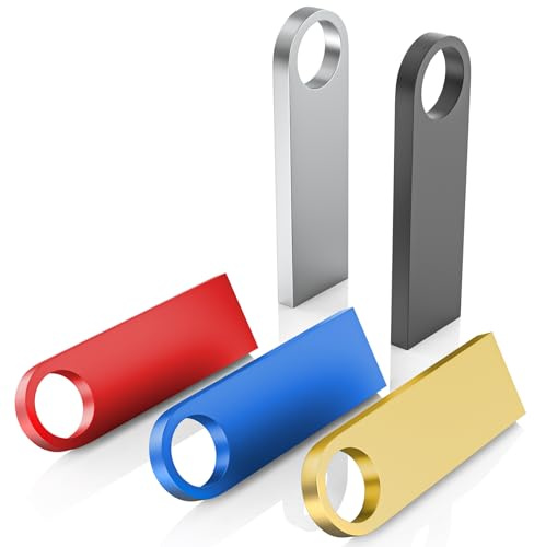 5 Stück Mini USB Stick 8GB 2.0,WOOOLKEN Metall Wasserdicht Mehrfarbig | 5 Farben zur Sortierung: Ideal für Autoradio, Smart TV, Laptop & Musik