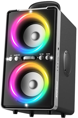 ODIOMX Bluetooth Lautsprecher, 200W Peak Musikbox Bluetooth mit LED-Lichtshow, 105dB lautem Stereosound partyboxen, Super Bass, Kabelloses TWS-Pairing, mit Fast Charging für Party/Outdoor/Strand
