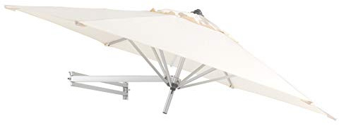 EASYSOL Sonnenschirm Wandmontage 250cm durchmesser Rund, für Balkon, Terrasse, Garten, Parasol für die Wand, Teleskopisch und Neigbar, aus Aluminium und Polyester, ecru weiss
