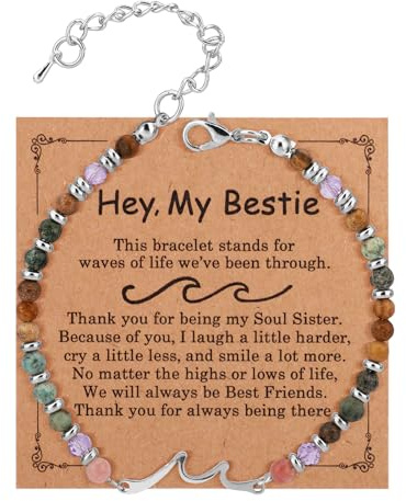 Mikovivi Bestie Welle Armband für Frauen, Freundschaft Welle Armband Farbig Türkis Bester Freund Inspirierender Schmuck Seelenschwester Geschenk