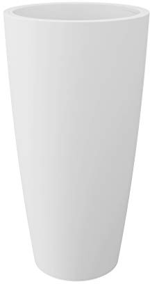 wonido Blumentopf/Pflanztopf, Höhe 85 cm, Ø 38, weiß, matt, 18 l Inhalt, mit herausnehmbarem Pflanz-Einsatz, für Innen und Außen, aus hochwertigem Polypropylen