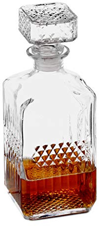 Relaxdays Whisky Karaffe, Glas, Dekanter für Whiskey, Cognac, Rum, Gin, 900 ml, Schnaps Karaffe Heimbar, transparent 10027876