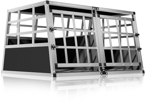 CADOCA® Hundetransportbox XL Aluminium | 89x70x51cm, Kofferraum, Verschließbar, Trapezförmig, Reisetasche, Auto, Haustier, Transporttasche, Tragetasche