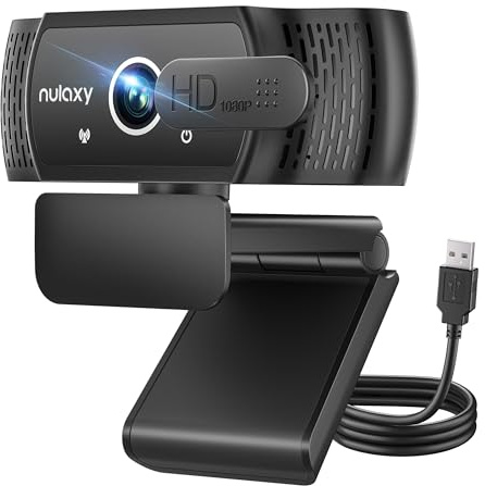 Nulaxy C900 Webcam mit Mikrofon, FHD 1080P Webcam mit Abdeckung, USB Plug & Play, Laptop PC Kamera für Video-Streaming, Konferenz, Spiele, Kompatibel mit Windows,Linux,Android