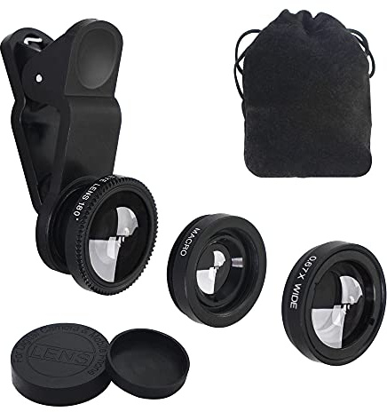 YACSEJAO 3-in-1 Handy-Kamera-Objektiv-Set, tragbares Handy-Kamera-Objektiv, Super-Weitwinkelobjektiv, Makro-Objektiv, Fischaugenobjektiv-Clip für Smartphones und Tablet-PC