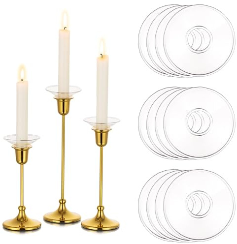 Glasseam Glas Tropfenfänger für Kerzenhalter: 12er Kerze Tropfschutz | Für 2.2 cm D Stabkerzenhalter, Rund Kerzenständer, Kerzentropfschutz fur Kerze, Für Hochzeit Tisch