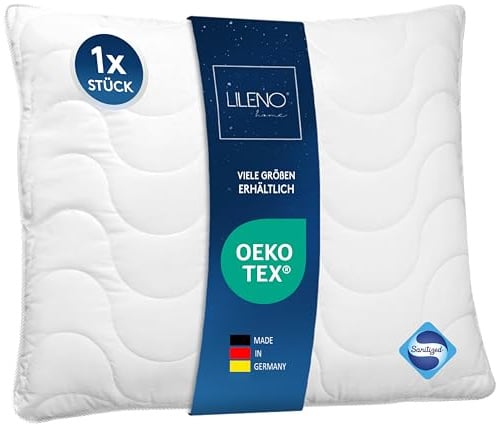 LILENO HOME Kopfkissen 80x80 – 95°C waschbar, Oeko-Tex & Made in DE – Kissen 80x80 anpassbar für himmlischen Schlaf – Haut schmeichelndes & geruchsfreies Pillow