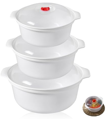 3 Pcs Mikrowellengeschirr, Frischhaltedosen Mit Deckel, Mikrowellenteller Mit Deckel, 3 L Mikrowellenschüssel, Vorratsdosen Schüssel Mit Deckel, Verwendbar Als Vorratdose Geeignet Für Dampfgarer Kühl