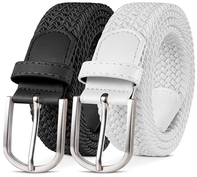 YOUCHAN 2er-Pack Elastischer Gürtel Herren Damen Stretchgürtel Flechtgürtel | Geflochtener Stoffgürtel ohne feste Löcher, stufenlos verstellbar, bequem und ideal für Jeans und Alltag, 3,3 cm breit