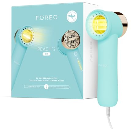 FOREO PEACH 2 go IPL Haarentfernungsgerät Dauerhafte Haarentfernung unterwegs Laser-Haarentfernung Körper Gesicht schnell schmerzfrei Kühlung und Silikonhülle Arctic Blue