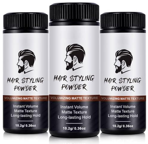 Volumen Puder Haare für Männer, 3 Stück Haar-Styling-Puder, Styling-Puder für Männer mit Natürlichem Look – Matte Textur, Lang Anhaltender Halt – Einfach Aufzutragen, Nicht Fettend