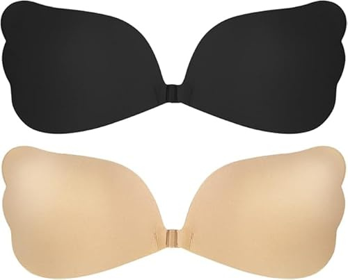 Stycizom Klebe Unsichtbarer Silikon Trägerloser BH 2 Stück Rückenfrei Abdeckungen für Abendkleid Brautkleid rückenfreie Kleidung Wiederverwendbare