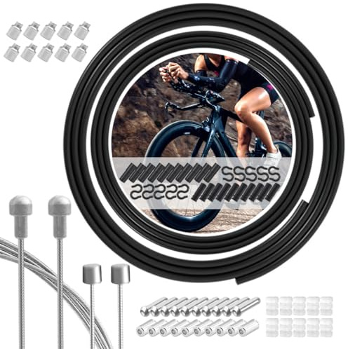 TAPKUA Kompletter Satz 2M Fahrrad Bremszüge und Schaltzüge, mit 2 Stück 2M Außenhüllen Schlauch & Endkappen Zubehör, Bowdenzug Fahrradkabel-Set für 1 Rennrad Roadbike