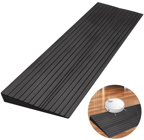 Beatific Türschwellenrampe 100x5x1cm, Rollstuhlrampe PVC Schwellenrampe | Rutschfeste Rollstuhl-Rampe, Übergangsprofil Selbstklebend, Rampe Türschwelle für Rollstuhl, Kehrroboter, Scooter (Schwarz)