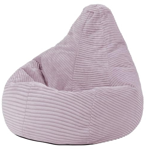 Icon Dalton Sitzsack Kinder, Lila, Flauschiger Cord Stoff, Sitzsack Cord mit Füllung, Bequemer Kinder Gaming Sessel, Kuschelsessel, Lese Sessel, Schlafzimmer, Kinderzimmer, Spielzimmer