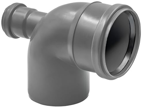 KNM Trade HT-Abzweig-Reduzierbogen Rückseitiger Abgang Grau 90° Hintere | Polypropylen, Waschmaschine, Spüle, chemikalienbeständig, glatt, flexibel, temperaturbeständig, recyclebar, Steckmuffe