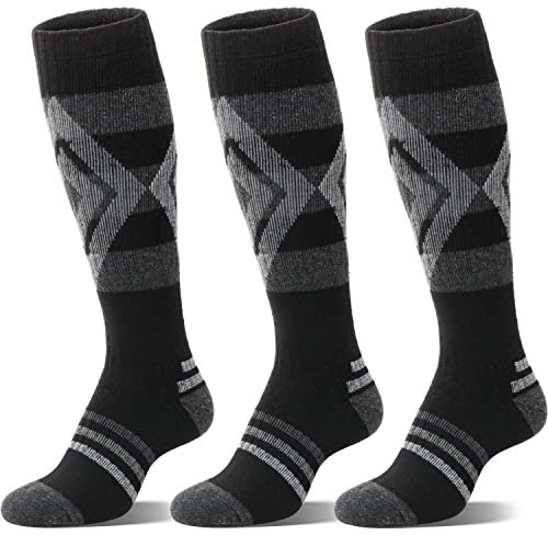 Welwoos Merino Wollsocken Skisocken Warme Thermosocken Dicke Thermo Wintersocken für Damen Herren Winter Ski Socken 3 Paare