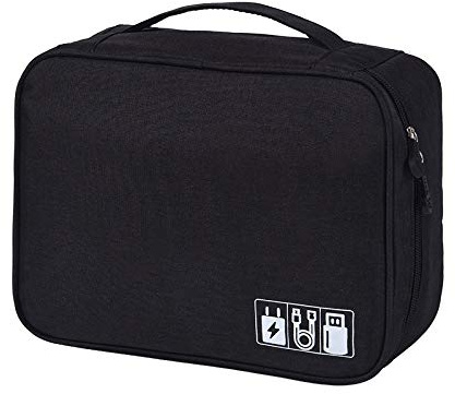HCFGS Elektronische Tasche - Elektronik zubehör organisator - universal travel Kabel Organizer Tasche (Schwarz)