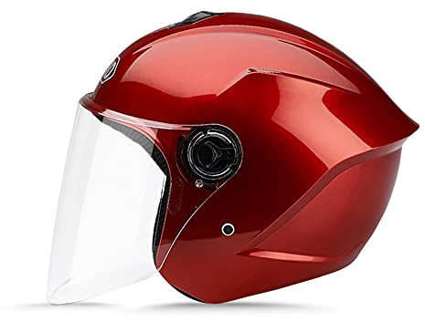 LIONCIANO Motorradhelm Mit Schutzbrille, Jethelm Roller-Helm Scooter-Helm Moped Mofa-Helm, Hat Den Verkehrssicherheitstest Bestanden, Um Die Kopfsicherheit Wirksam Zu Schützen(Rubinrot)