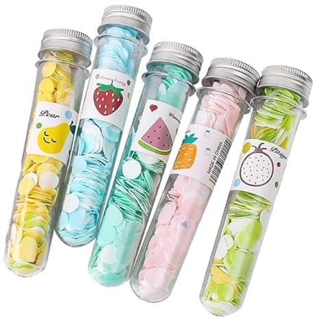 5 Box Mehrfarbige tragbare Einweg-Papierseife, Konfetti-Seifenblätter, Seifenflocken zum Händewaschen, duftende Badescheibe, Schaumpapier, Seife, Konfetti, Gleitflocken für Reisen und Outdoor
