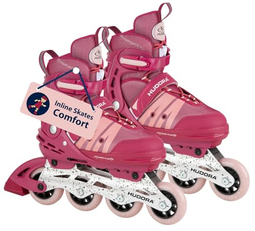 HUDORA Inline Skates Comfort - Inliner für Kinder & Jugendliche in versch. Größen - Roller Skates bis zu 6 Größen in Weite & Länge verstellbar - atmungsaktive Freizeit Inline Skates