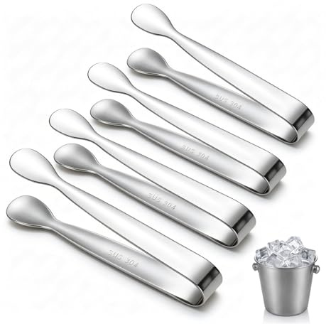 4 Stück Kuchenzange Gebäckzange,Candy Bar Zangen,Eiswürfel Edelstahl Candybar Zubehör Set,Klein Zange Küche,Kleine Zuckerzange Rutschfest Eiszange Eiswürfelzange für Servierzange Süßigkeiten(Silber)