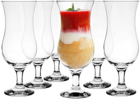Glasmark Krosno Gläser Cocktailgläser Set Longdrink Cocktail Gin Bier Wasser Longdrinkgläser Trinkglas Wasserglas Glas Smoothie Dessert Spülmaschinenfest Transparent 6 x 420ml