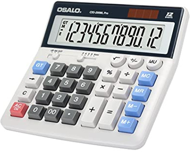 OSALO Taschenrechner große Tasten Extra großes Display 12-stelliger Tischrechner Bürorechner (OS-200ML)