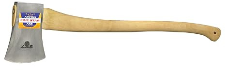 Hultafors Arvika 5 Star Axt, 800 mm | Handgeschmiedeter schwedischer Stahl | Gebogener Hickory-Stiel, 2000 g | Wettkampf-Axt für intensives Fällen I 840511