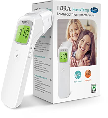 FORA IR42 Stirnthermometer - Infrarot Fieberthermometer, Kontaktlos, Sofortige & Präzise Messung für Babys, Erwachsene & Objekte – LED-Anzeige & Fieberwarnung