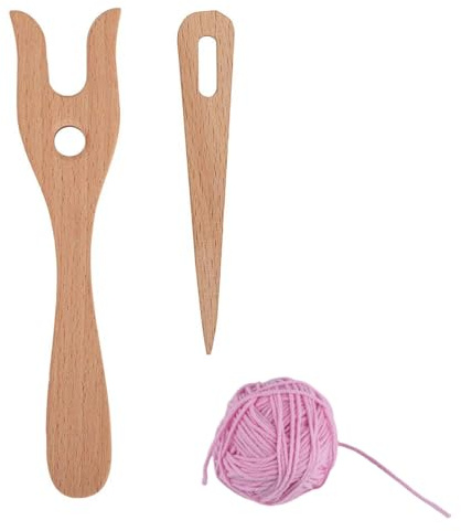 2 Stück Strickgabel,Strickgabel Für Kinder,Strickwerkzeuge Aus Holz,Geeignet Für Handgefertigte Diy-Produkte, Kreatives Weben, Handgefertigte Seile, Weben Von Armbändern Und Halsketten