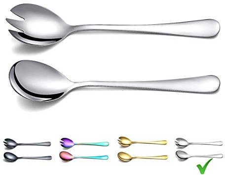 Berglander Salat Server Set, Salat Servierset aus Edelstahl, Salat Server, Salatlöffel, Salatgabel, 2er-Pack (glänzendes Silber)