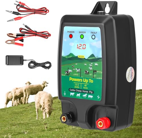 GJCrafts Weidezaungerät 10km Reichweite, 1.5-2J - Elektrozaun Energizer für Nutztiere & Haustiere - 3-Fach Stromversorgung (230V/12V/Solar) - IP45 wasserdicht - inkl. Montagematerial (Sig)