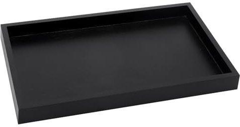 KQDRAVINE Serviertablett Holz, 32x20x2cm, Tablett Serviertablett,Holztablett Rechteckig,Badezimmer Tablett Schwarz,Küchentablett,Serving Tray,Holz Tablet für Tee,Getränke,Kaffee,Snacks,Bad,Restaurant